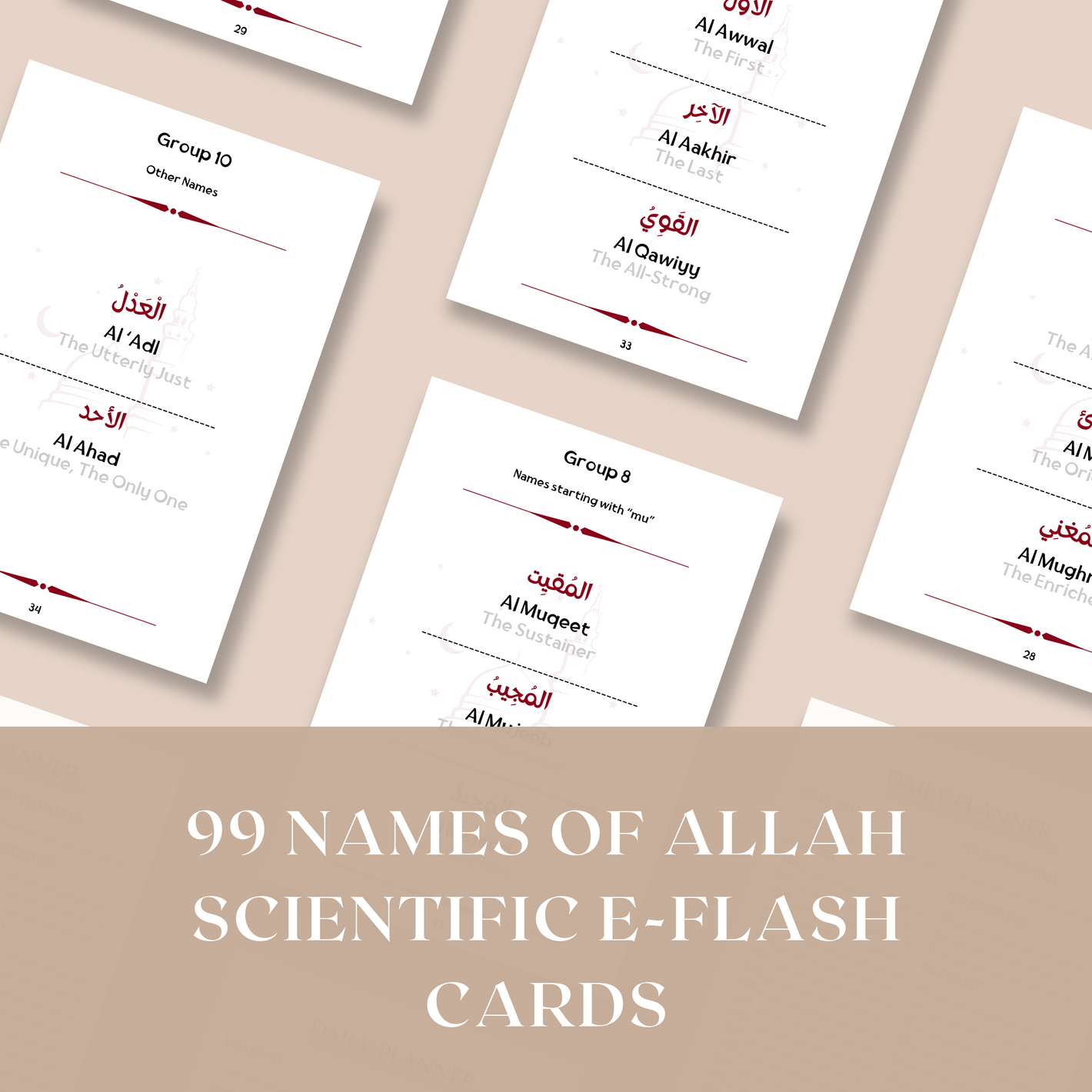 99 Names of Allah(Asma Ul Husna)- Scientific e-Flash Cards(Digital Product)